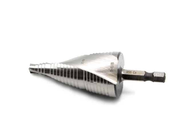 TEMO M35 Cobalt Step Drill Bit Spiral Flute HSS 2 Sizes: 7/8" 1-1/8", 1/4" shank