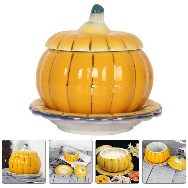 Beurrier En Forme De Citrouille Avec Couvercle, Plateau De Beurrier En Forme De Citrouille Avec Couvercle, Plateau De
