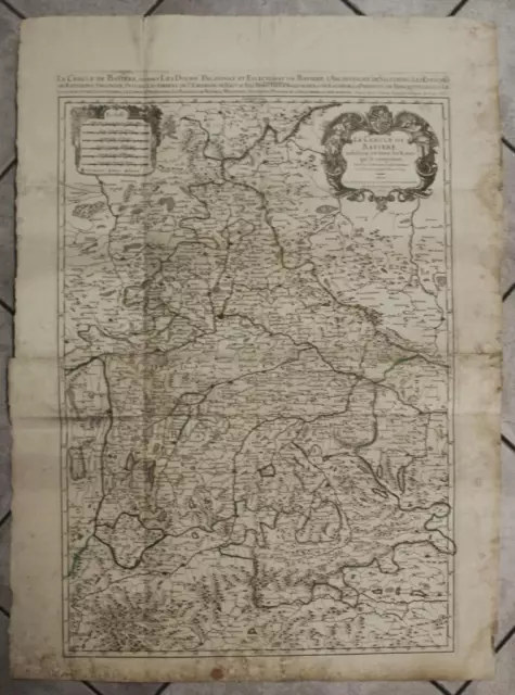 Bavaria Germany 1703 Sanson & Jaillot Large Unusual Antique Two Sheets Map