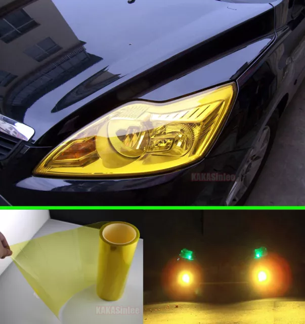 Yellow Car SUV Headlight Taillight Vinyl Wrap Glossy Tint Flexible Sticker