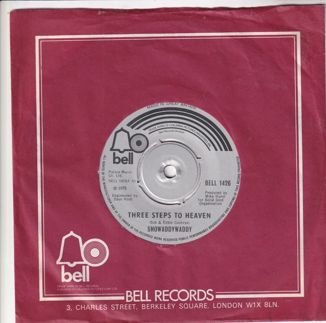 Showaddywaddy..three Steps To Heaven..excellent 1975 Bell Pop/Rock & Roll 7"