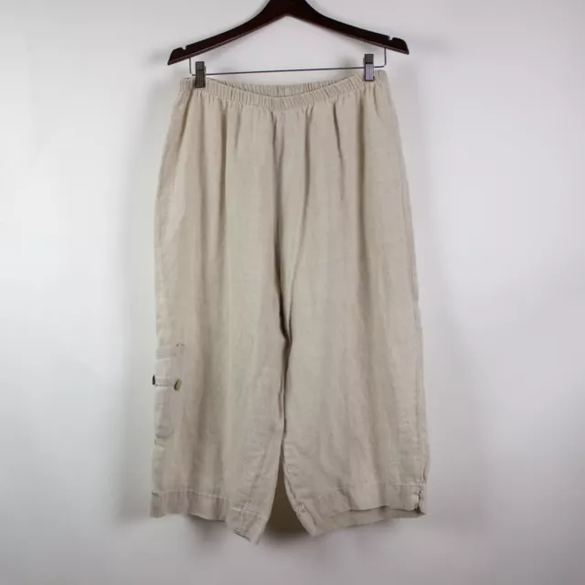 Liz and Jane 100% Linen Cropped Pants Lagenlook Art-to-Wear 1X Cargo Pocket