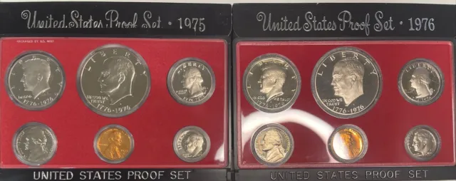 1975 & 1976 US Mint Proof Set Lot of 2