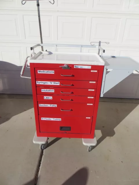 EXCELLENT Waterloo Uni-Cart 6 Drawer Medical Supply Cart Red