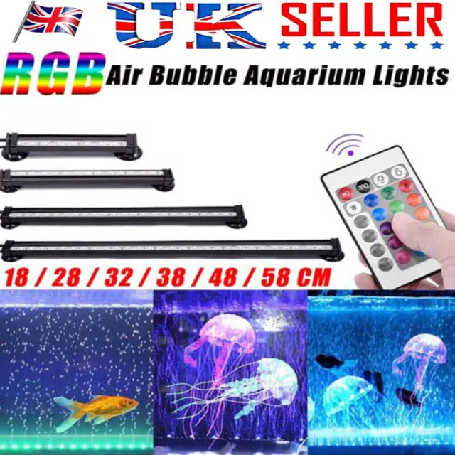 RGB Underwater LED Air Bubble Light Aquarium Lights Submersible for Fish Tank UK