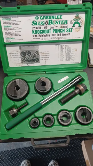 GREENLEE Slug Buster 7238SB Knockout Punch Set with Wrench Driver. 1/2"- 2"