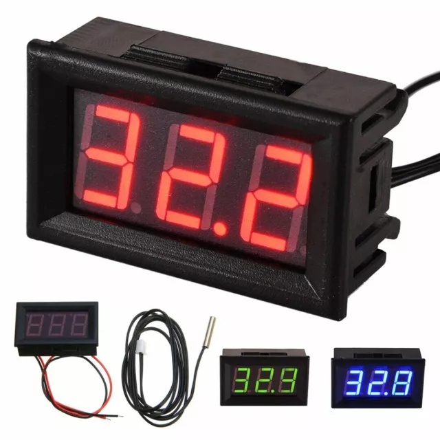 DC12V Thermometer LED digital Temperatur Anzeige mit Sensor Sonde -50° bis +110°
