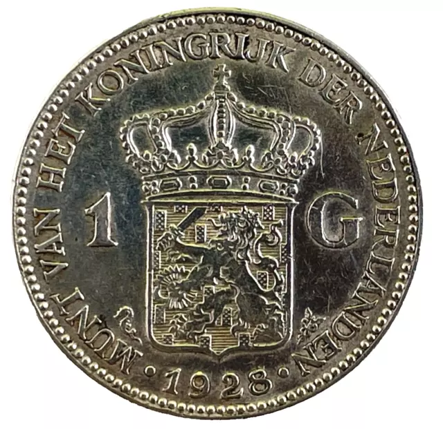 Niederlande, Wilhelmina, 1 Gulden, Silber, 1928 XF