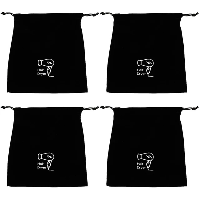 4 Pc Flanelle Sac De Rangement Pour Sèche-cheveux Voyage Fournitures