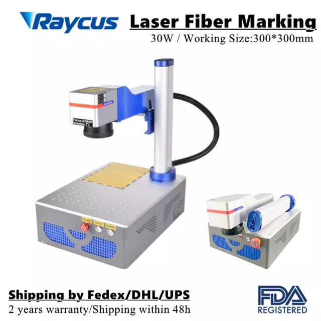 Raycus 30W Fiber Laser Marking 300*300mm Engraving Machine Ezcad 2 JCZ Foldable