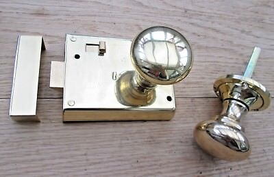 Dual Handed Old English Door Rim Knob Set Bathroom Bedroom Lock Latch With Snib