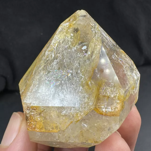 Golden Aura Herkimer Diamond Quartz Crystal Point / from New York