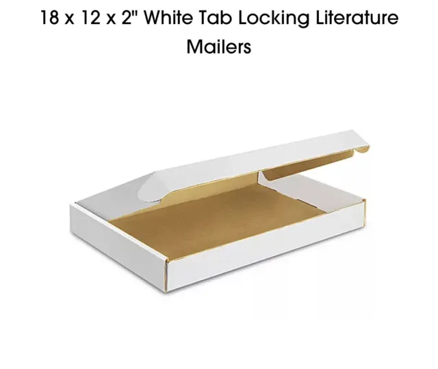 18 x 12 x 2" White Tab Locking Literature Mailers 25/bundle