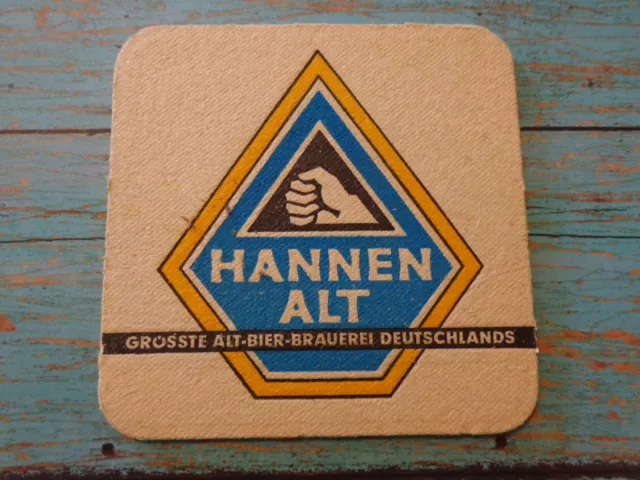GERMAN Old Beer Coaster ~ HANNEN ALT Brewery Bier; Oettinger/Carlsberg ~ Germany