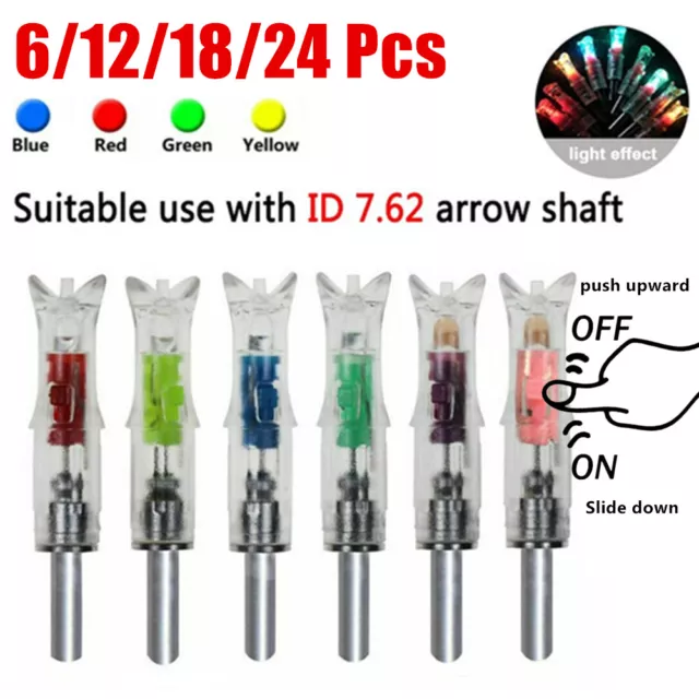 24/12pc Lighted Nocks for Bolts 297-302 Crossbow Bolts ID 300''/7.62mm Half Moon