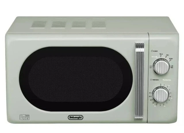 Microonde De'Longhi Retro P80H20L-KJ 20L 800W – Colore Crema, Comando A Manopola, Sbrinamento