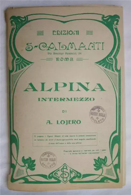 Lojero Alpina Alpini Spartito Partitura Orchestra Anni '20