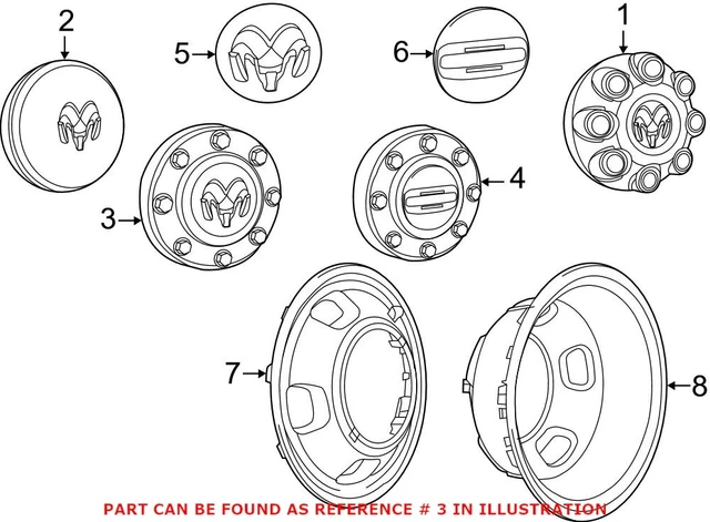 Genuine OEM Mopar Wheel Cap For Ram 3500 2500 68081010AB
