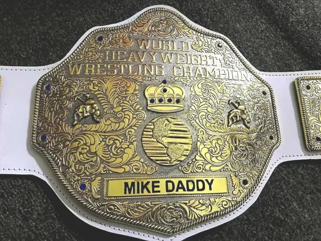 WCW BIG GOLD World Heavyweight Championship WHITE STRAP deul Belt Adult brass 2m