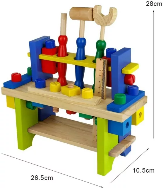 Nuheby Kit Attrezzi per Bambini 42 PCS Cassetta Attrezzi in Legno da Lavoro 