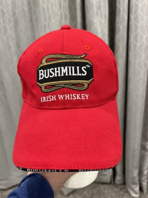 Bushmills Irish Whiskey Embroidered Cap Hat Red With Black w Bill Edge lettering