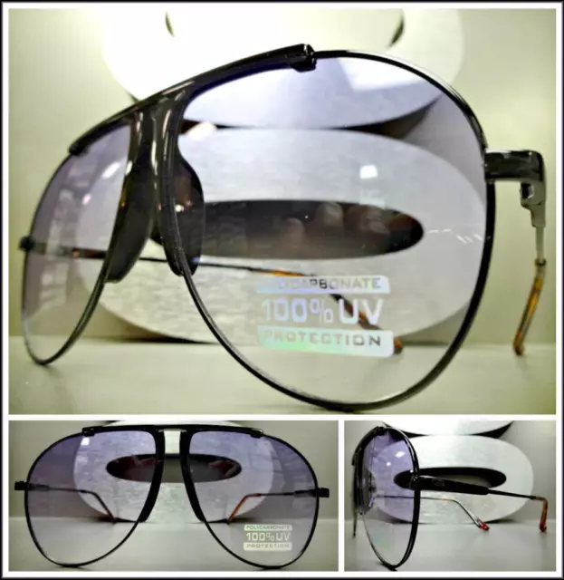 CLASSIC VINTAGE RETRO Style SUN GLASSES Black Tear Drop Frame Light Purple Lens