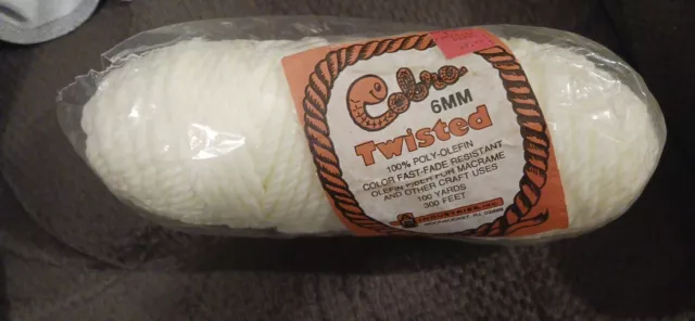 Cobra 6mm Macrame Cord Creme 100 Yds Vintage