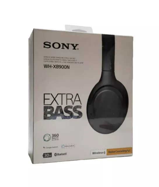 Sony Extra Bass Black Wireless Bluetooth Headphones Sony WH-XB900N NEW sealed