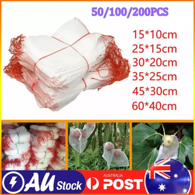 200/100/50PCS Reusable Plant Fruit Protection Net Bag Mesh Against Insect Pest