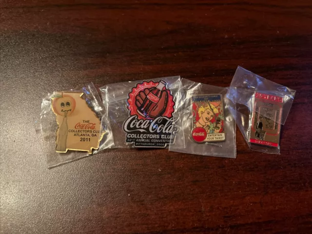 Lot Of 4 Coca-Cola Coke Collectors Club Lapel Pins