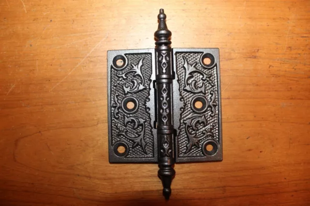 Ornate 3-1/2" X 3-1/2" Victorian Fancy Steeple Tipped Cast Iron Hinge F-9