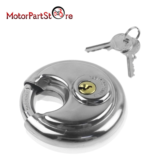 Acier inoxydable Cadenas Disque Cadenas Rond Disque 70mm en inox + 2 clés