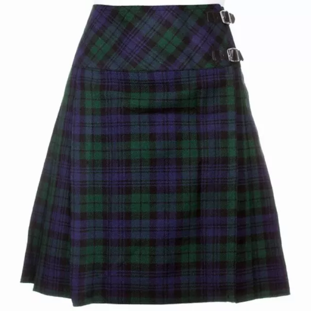 Black Watch Ladies Knee Length Kilt Skirt 20" Length Tartan Pleated Kilts