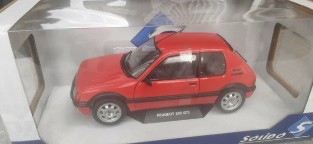 1/18 - PEUGEOT 205 GTi 1.9 (PHASE 1) - ROUGE VALLELUNGA - 1988 - SOLIDO