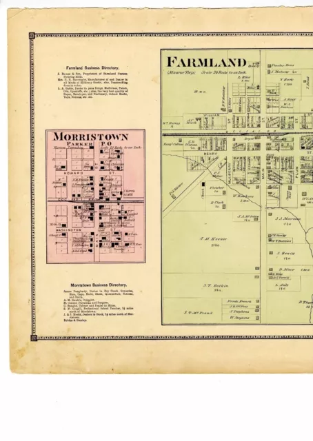 1874 Map of Farmland and Morristown, Indiana, from Atlas of Randolph County 3