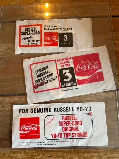 Vintage coca cola Russell  yoyo strings genuine brand new 3 packs of 3 RARE