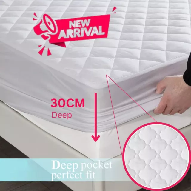 Quilted Mattress Cover Mattress Protector Fitted Sheet Single Double King Size