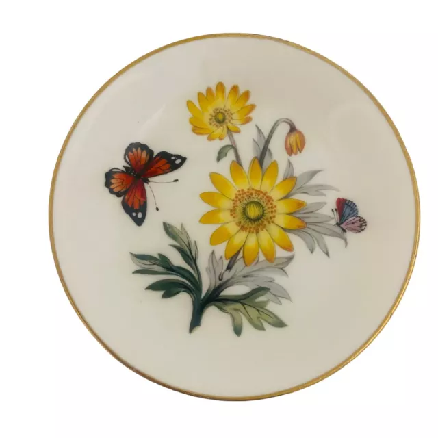 Vintage Royal Worcester Yellow Daisy Floral Trinket Pin Dish Ashtray Bone China