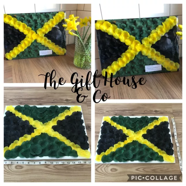 Artificial Silk Funeral Flower Wreath  Jamaican Floral Flag SMALL  Tribute Gift