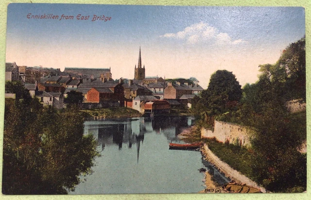Enniskillen Ireland from East Brid Vintage Postcard