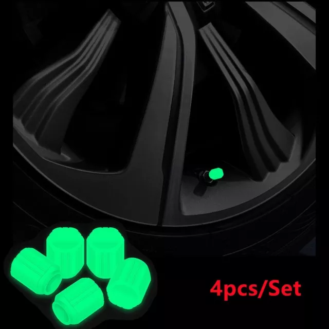 Ensemble universel de 4 bouchons de valve vert fluorescent pour pneus protecteur