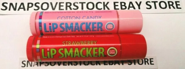 2-Pack Strawberry & Cotton Candy Flavored Lip Balm, 0.14 Oz Tubes, New Free Ship