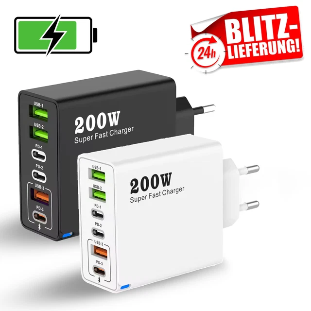 Revolt Mehrfach USB Ladegerät: 2er Set 5 Port USB Netzteil Mit Dynamischer Ladestrom Anpassung