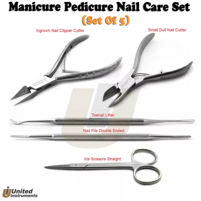 5 Pcs Set Basic Toe Nail Surgery Kit Ingrown Toenail Lifter Nail Cutter Scissors