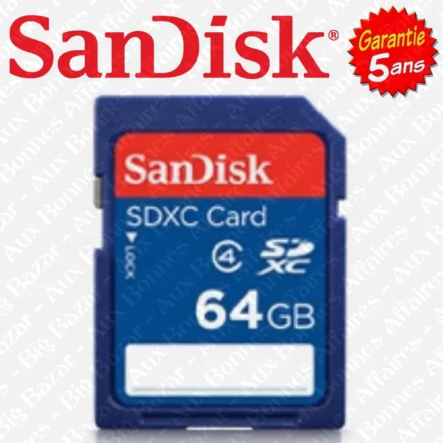 Carte Mémoire SD SANDISK 64 Go Gb SDXC ( Disponible aussi en 4 8 16 ou 32 Giga )