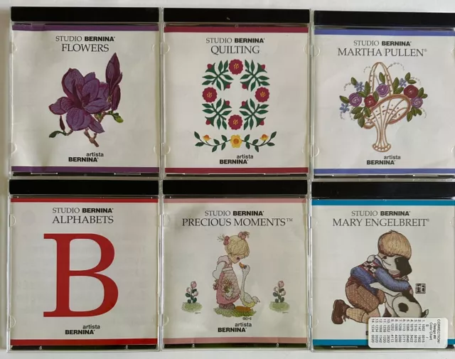 6 tarjetas bordadas de artista Bernina de estudio