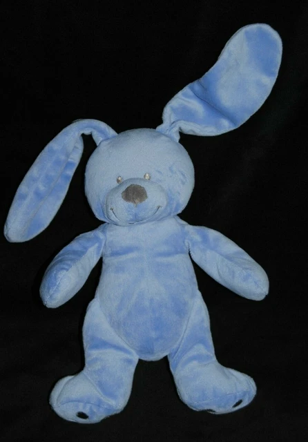 Peluche doudou lapin bleu SIMBA NICOTOY KIABI velours nez yeux  brodé gris TTBE