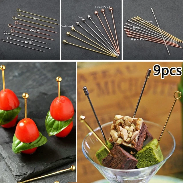 Palos de cóctel de alta calidad palos movedizos 9 piezas/juego de barra fruta acero inoxidable