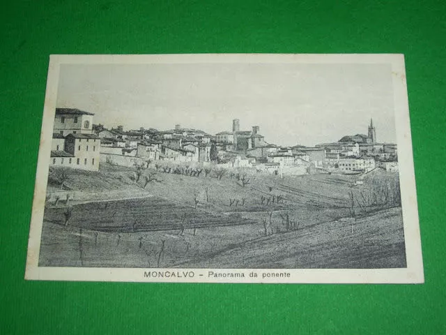 Cartolina Moncalvo Monferrato ( Asti ) - Panorama da ponente 1930 ca - N. 28