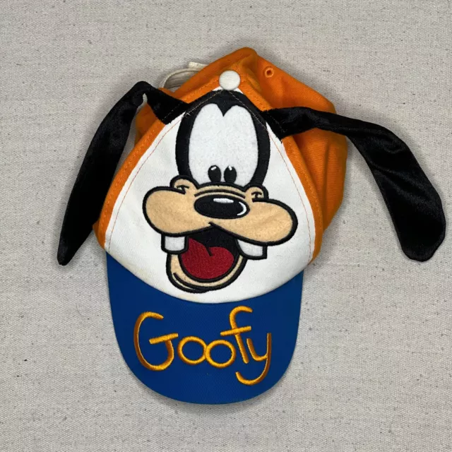 Vintage Disney Hat Cap Snap Back Goofy Ears Orange Blue kids youth face baseball